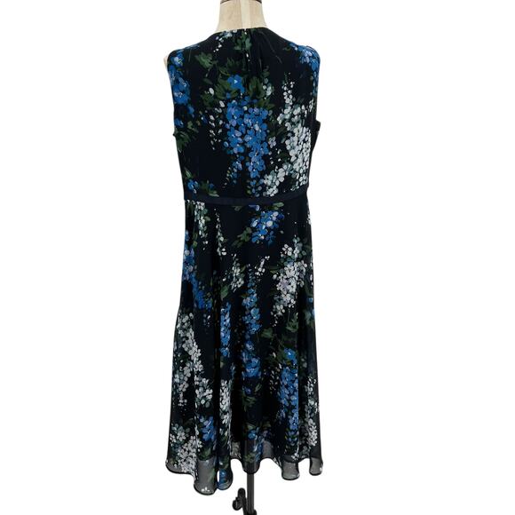 Hobbs London Brea Dress Floral Print Sleeveless Navy Blue Size US 12 - Picture 9 of 14
